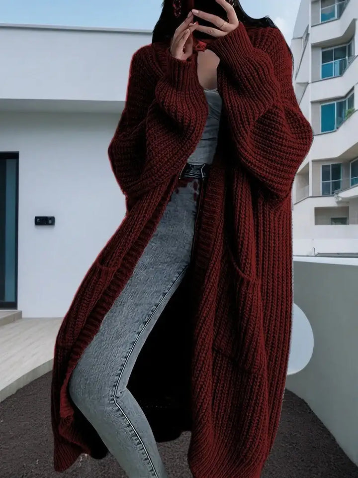 Langer Damen-Strickcardigan für Herbst und Winter – locker geschnitten, vielseitig kombinierbar, mit langen Ärmeln - Damenmode online kaufen | Isabell Boutique