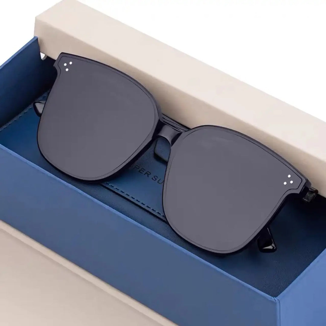 Schwarze Sonnenbrille in Box, quadratische Rahmen, trendiger Stil, IsabellBoutique030