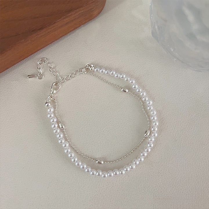 Elegantes Perlenarmband in Weiß mit Silberkette, perfekt für Damenmode, IsabellBoutique030