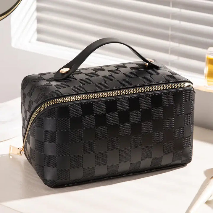 Karierte Damen Kosmetiktasche mit Großem Fassungsvermögen – Tragbar - Damenmode online kaufen | Isabell Boutique