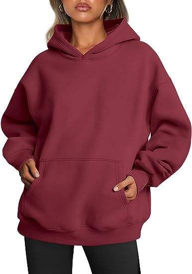 Damen Hoodie mit Taschen – Modisches Einfarbiges Oversize Sweatshirt mit Kapuze - Damenmode online kaufen | Isabell Boutique