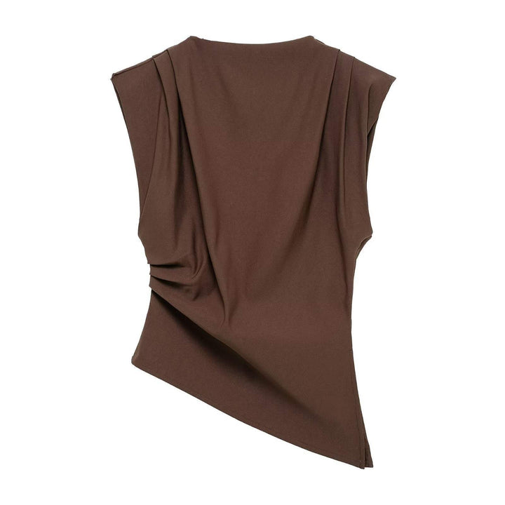 Braunes Damen Top mit Raffungen, elegantes Design, IsabellBoutique030