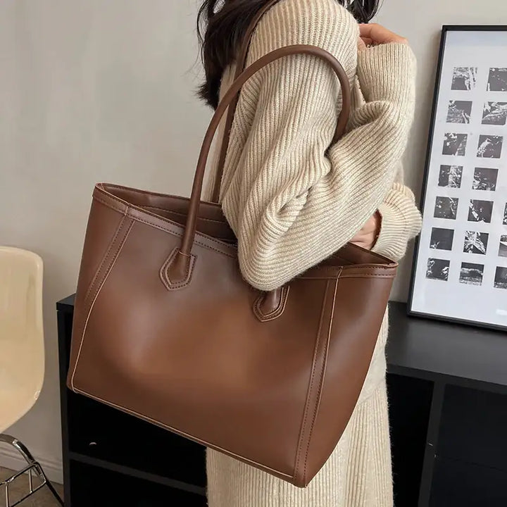 Braune Handtasche, Shopper aus Leder, elegantes Design, für Damen, IsabellBoutique030