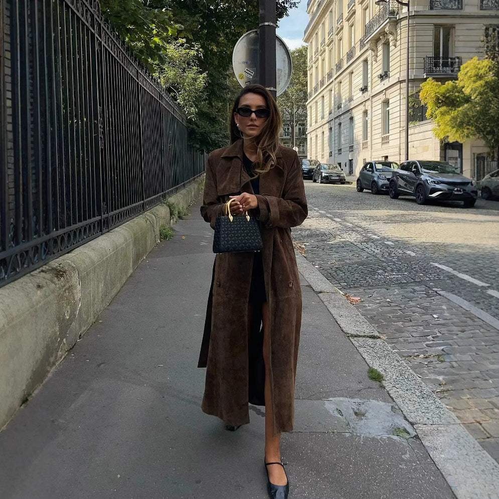 Damen-Trenchcoat im europäischen und amerikanischen Stil mit Doppelknopfleiste und Reverskragen - Damenmode online kaufen | Isabell Boutique