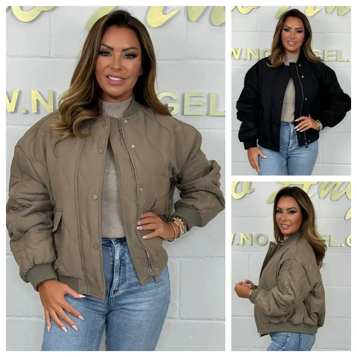 Damen-Pilotenjacke – gesteppte, gefütterte Jacke mit Reißverschluss - Damenmode online kaufen | Isabell Boutique