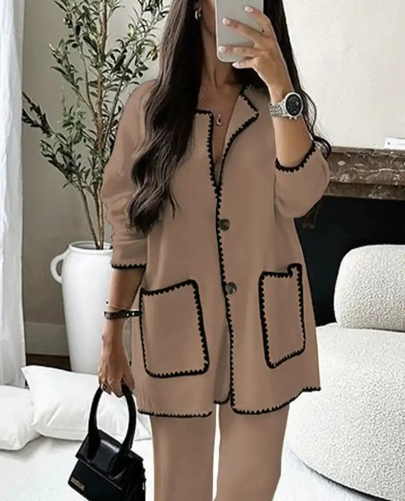 Damenmode Casual Locker Einfarbiger Zweiteiliger Anzug-Set - Damenmode online kaufen | Isabell Boutique