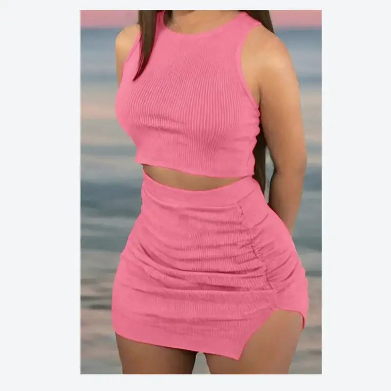 Geripptes Crop Top mit Figurbetontem Rock – Damen Set - Damenmode online kaufen | Isabell Boutique