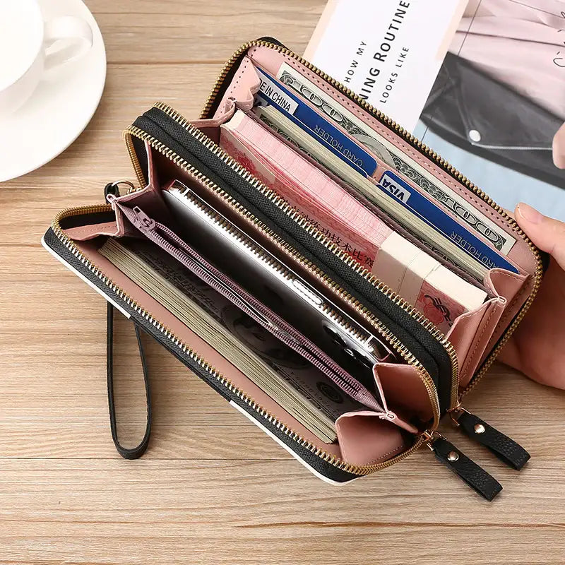 Lange Geldbörse Clutch Handytasche Münzfach Reißverschluss Portemonnaie - Damenmode online kaufen | Isabell Boutique
