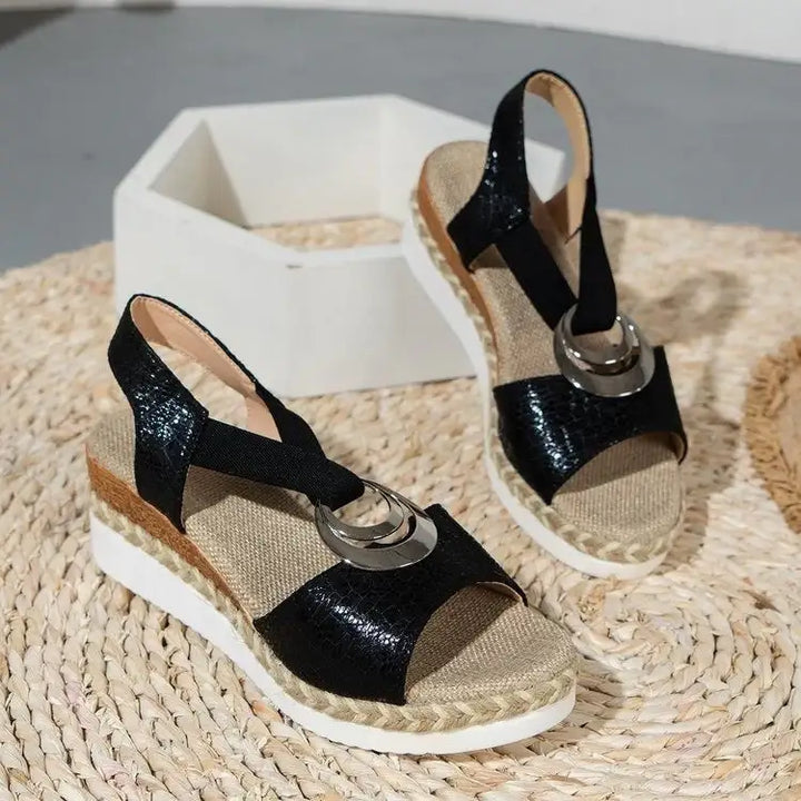 Damen Plateau-Keilsandalen im Römischen Stil mit Peep-Toe - Damenmode online kaufen | Isabell Boutique