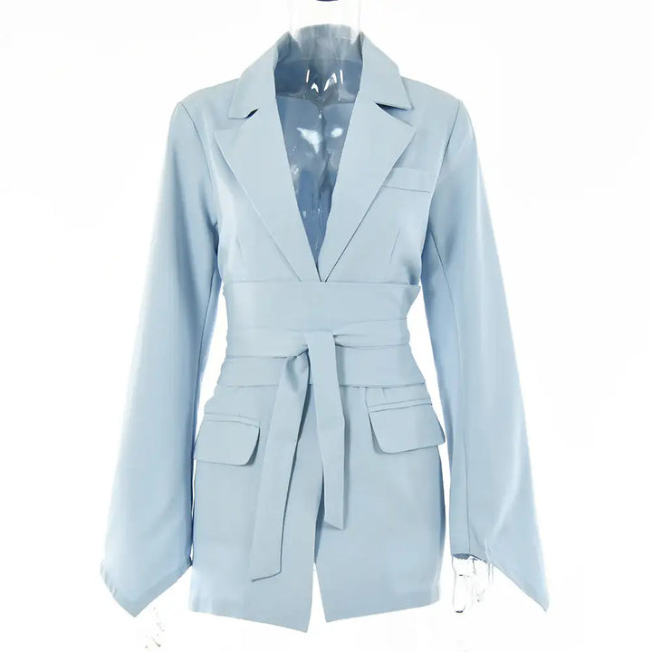 Hellblazer Blazer mit Bindegürtel, elegantes Damenoutfit, IsabellBoutique030
