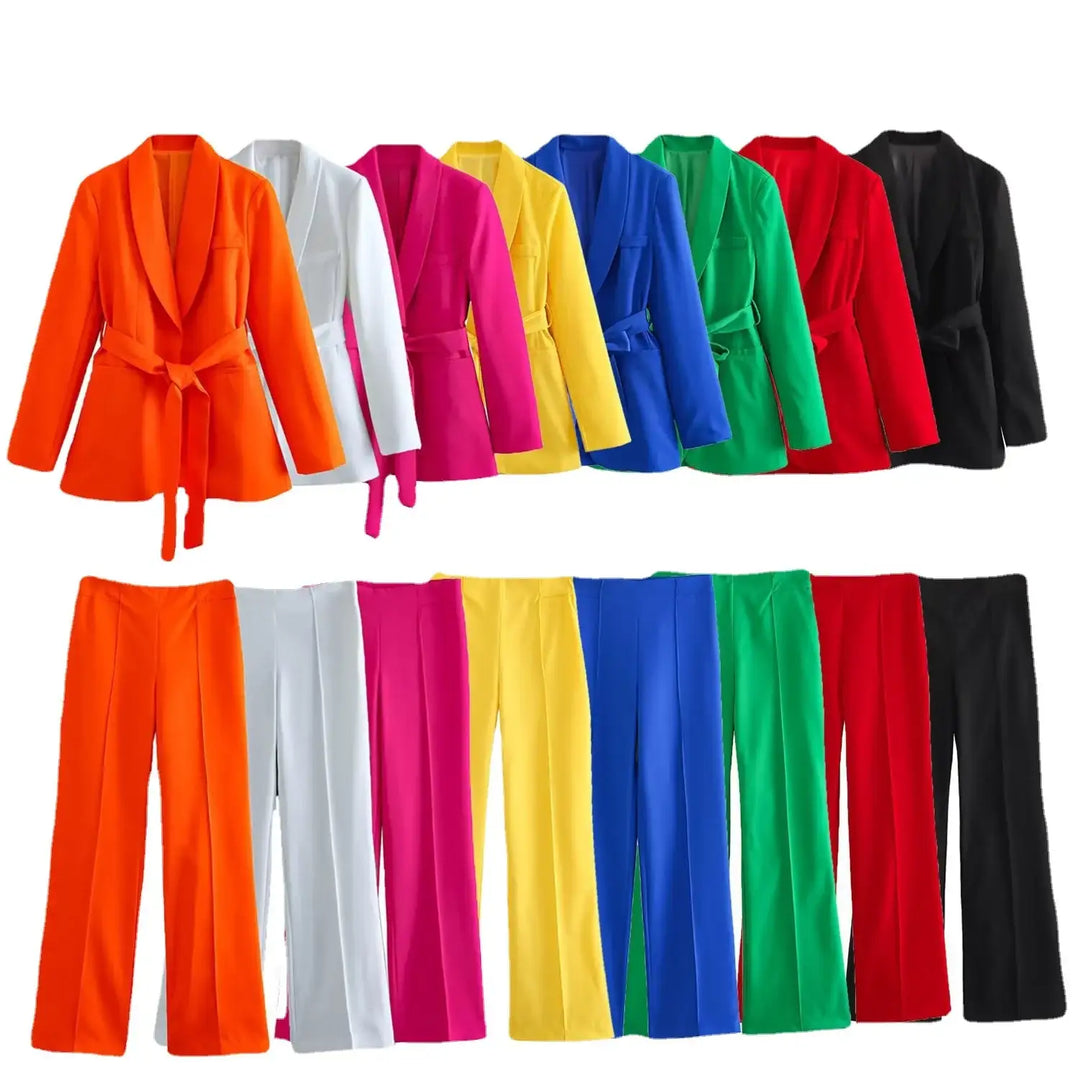 Damen Casual-Anzug mit Gürtel, Blazer und Hose - Damenmode online kaufen | Isabell Boutique