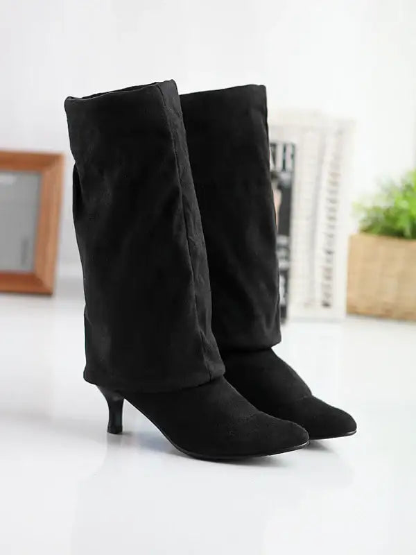 Damen Wildlederstiefel in Übergröße mit hohem Schaft - Damenmode online kaufen | Isabell Boutique