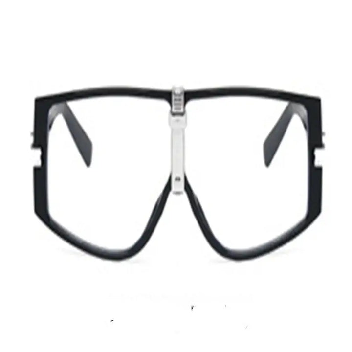 Schwarze Brille mit quadratischem Rahmen, Silberdetail, modisch, IsabellBoutique030