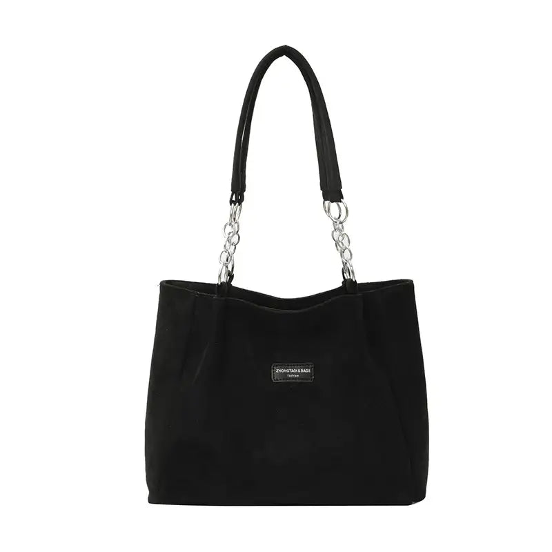 Schwarze Handtasche mit Kette, Shopper für Damen, modern bei IsabellBoutique030