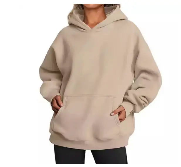 Damen Hoodie mit Taschen – Modisches Einfarbiges Oversize Sweatshirt mit Kapuze - Damenmode online kaufen | Isabell Boutique