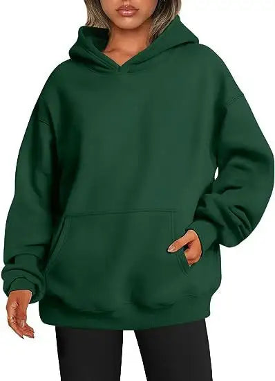 Damen Hoodie mit Taschen – Modisches Einfarbiges Oversize Sweatshirt mit Kapuze - Damenmode online kaufen | Isabell Boutique