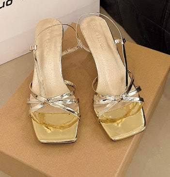 Glamouröse Damen Sandalen im Celebrity-Look mit Offener Zehenpartie - Damenmode online kaufen | Isabell Boutique