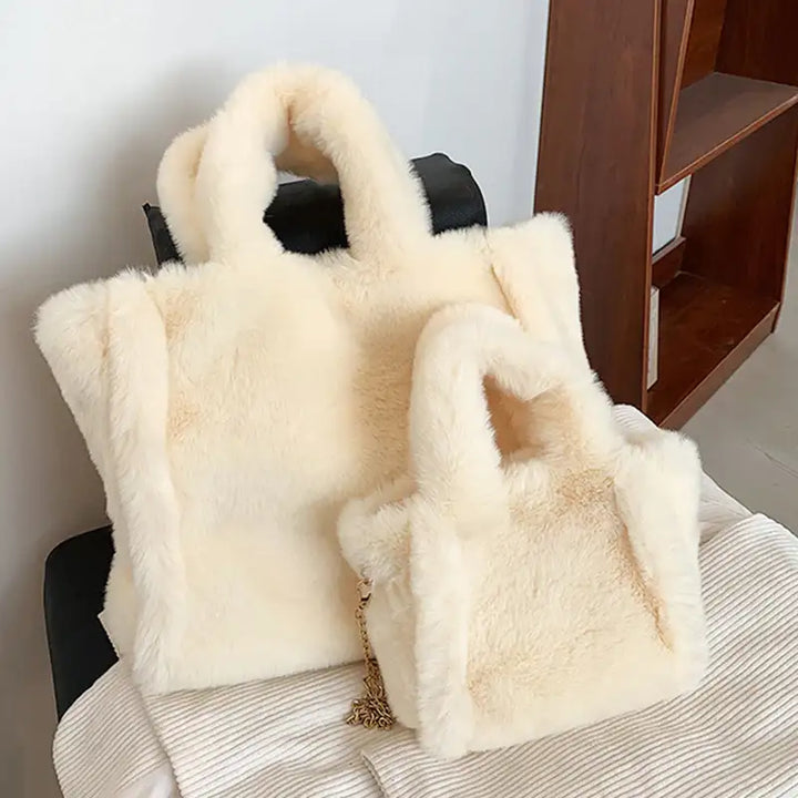 Wintertasche mit Kette – Plüsch Handtasche / Damen Schultertasche - Damenmode online kaufen | Isabell Boutique