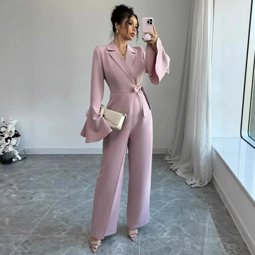 Rosafarbener Jumpsuit mit weiten Ärmeln, IsabellBoutique030
