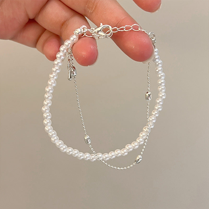 Elegantes Perlenarmband mit Silberkette und Anhängern, zartes Design für Damen, IsabellBoutique030
