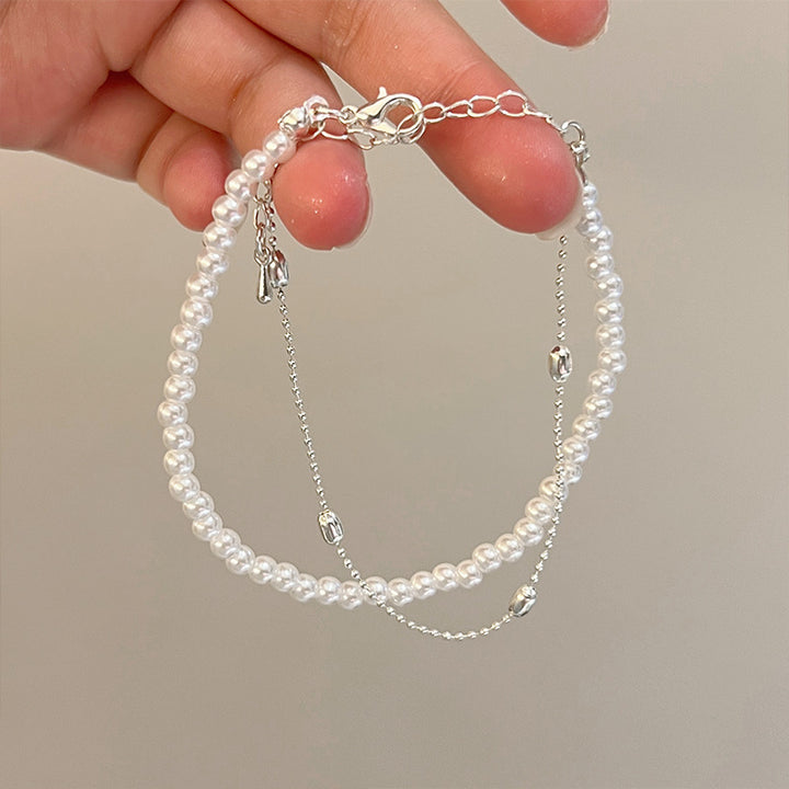 Elegantes Perlenarmband mit Silberkette und Anhängern, zartes Design für Damen, IsabellBoutique030