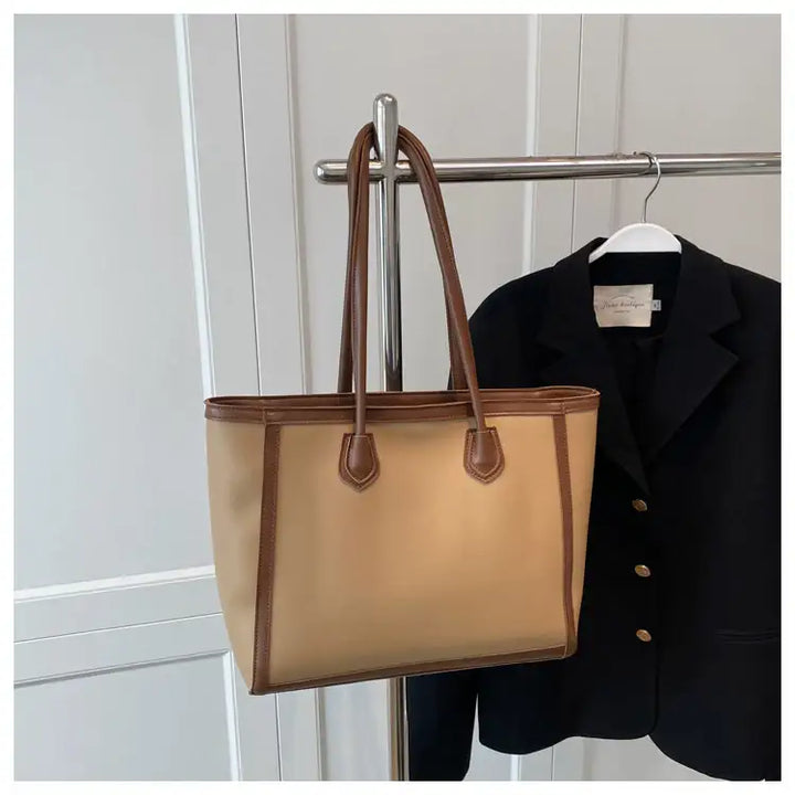 Beigefarbene Damen-Handtasche mit braunen Details, IsabellBoutique030