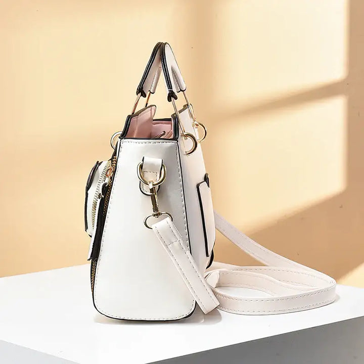 Weiße Handtasche mit Schulterriemen, Details, IsabellBoutique030