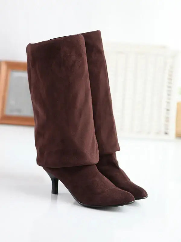 Damen Wildlederstiefel in Übergröße mit hohem Schaft - Damenmode online kaufen | Isabell Boutique