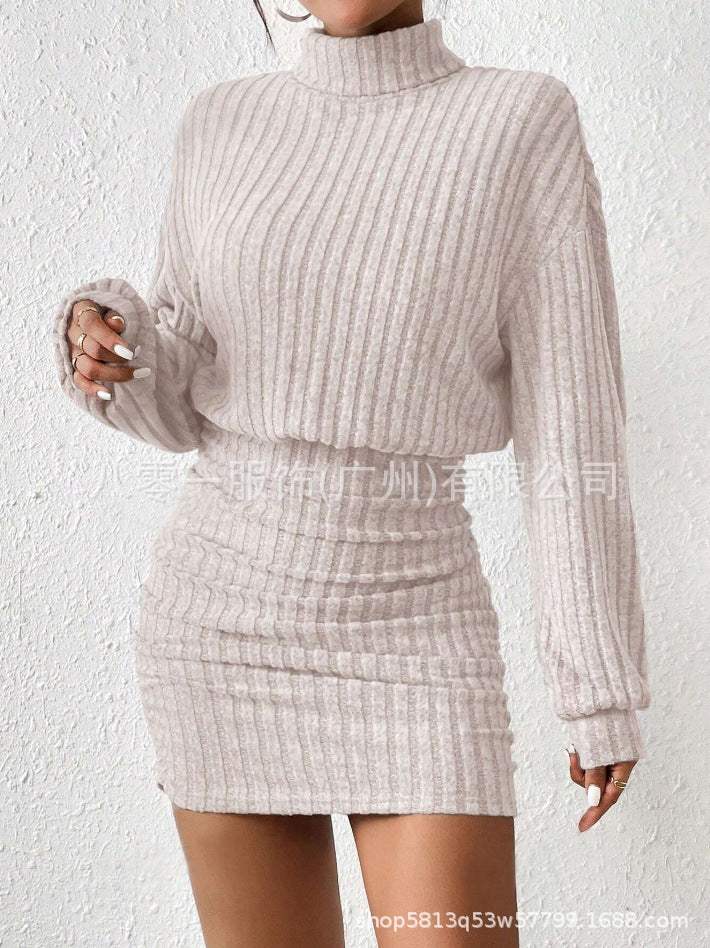 Langarm-Strickanzug mit hohem Kragen und Rippstrick-Design - Damenmode online kaufen | Isabell Boutique