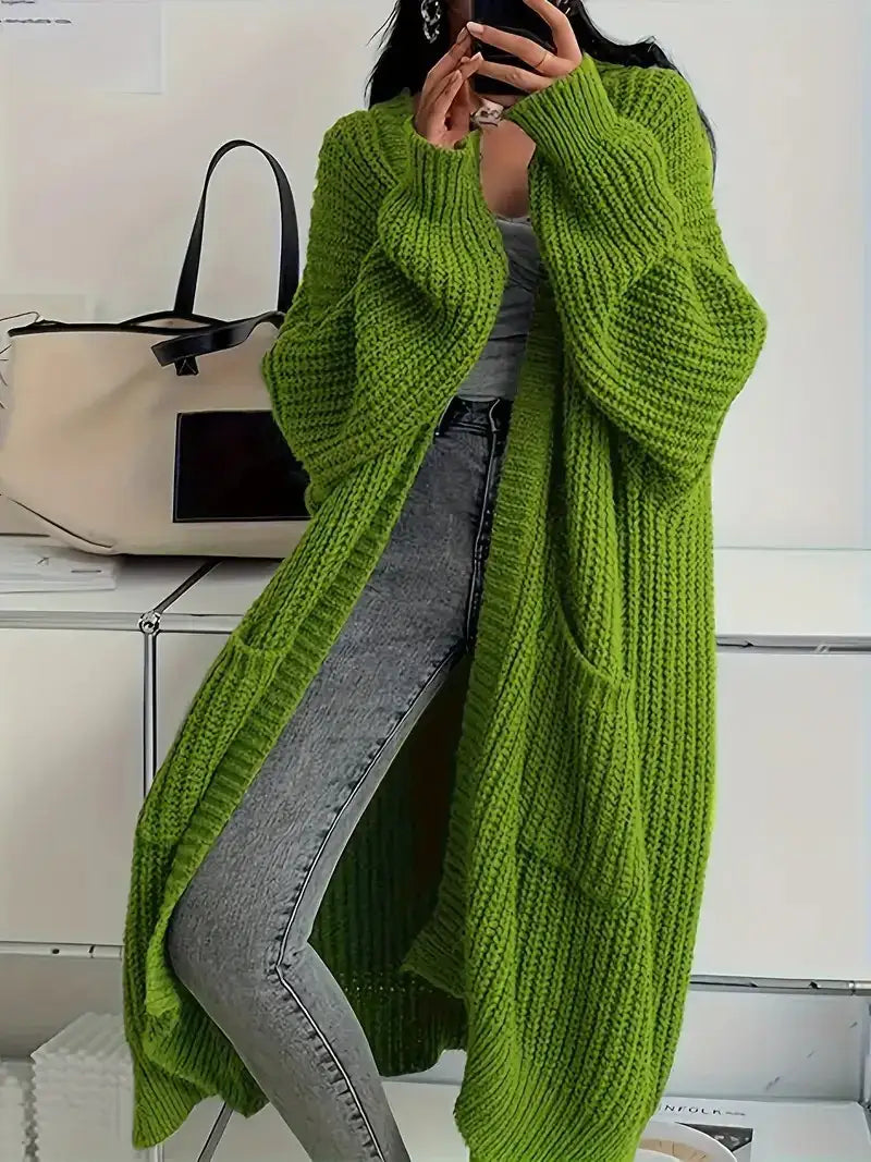 Langer Damen-Strickcardigan für Herbst und Winter – locker geschnitten, vielseitig kombinierbar, mit langen Ärmeln - Damenmode online kaufen | Isabell Boutique