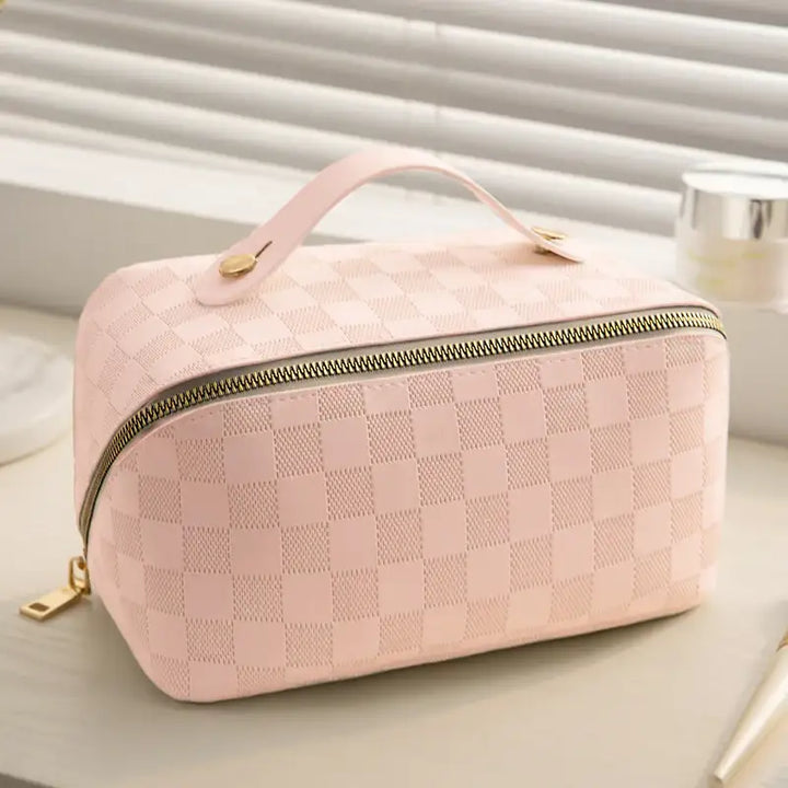 Karierte Damen Kosmetiktasche mit Großem Fassungsvermögen – Tragbar - Damenmode online kaufen | Isabell Boutique