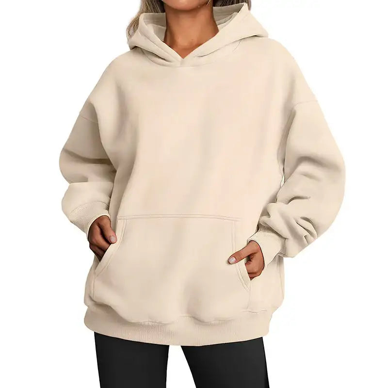 Damen Hoodie mit Taschen – Modisches Einfarbiges Oversize Sweatshirt mit Kapuze - Damenmode online kaufen | Isabell Boutique