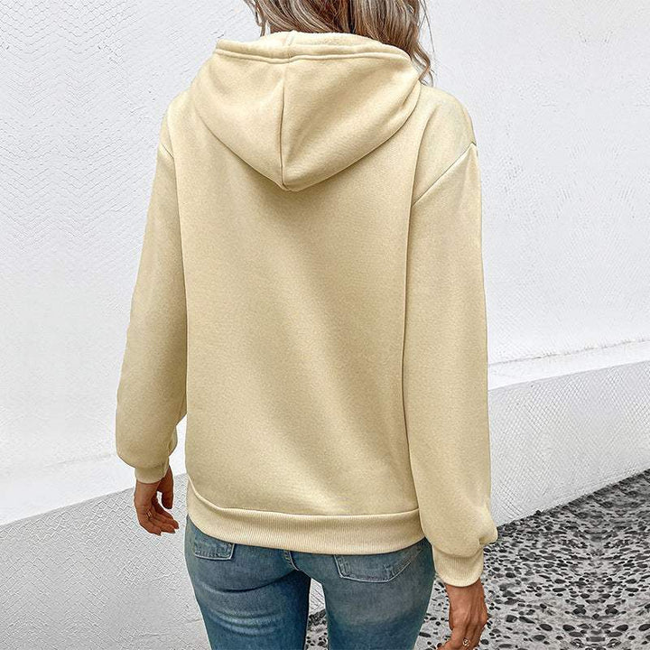 Grenzüberschreitender Langarm Hoodie in Unifarbe - Damenmode online kaufen | Isabell Boutique