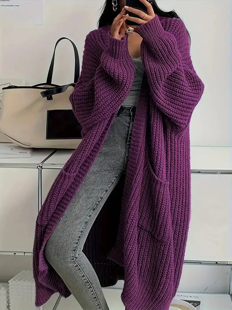 Langer Damen-Strickcardigan für Herbst und Winter – locker geschnitten, vielseitig kombinierbar, mit langen Ärmeln - Damenmode online kaufen | Isabell Boutique