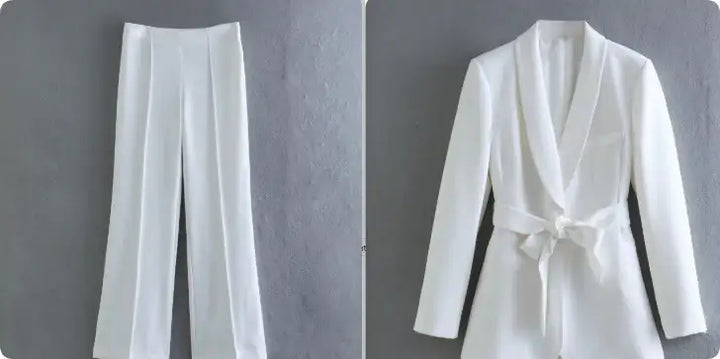 Damen Casual-Anzug mit Gürtel, Blazer und Hose - Damenmode online kaufen | Isabell Boutique