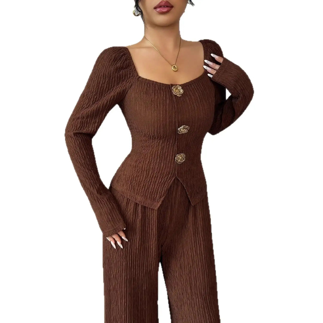 Modischer Damenanzug in Slim-Fit mit Metall-Rosen-Schnalle - Damenmode online kaufen | Isabell Boutique