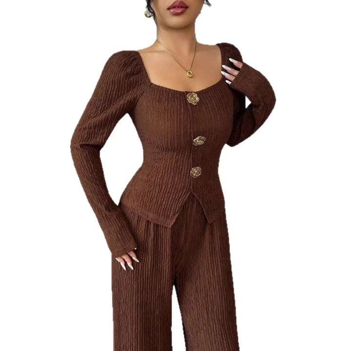 Modischer Damenanzug in Slim-Fit mit Metall-Rosen-Schnalle - Damenmode online kaufen | Isabell Boutique