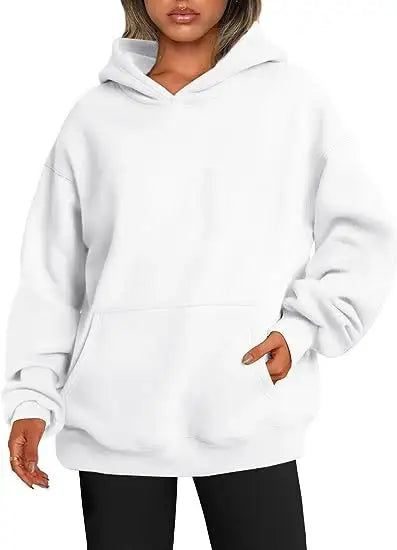 Damen Hoodie mit Taschen – Modisches Einfarbiges Oversize Sweatshirt mit Kapuze - Damenmode online kaufen | Isabell Boutique
