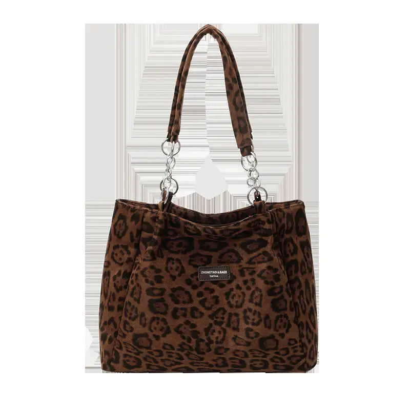 Leopardmuster Shopper Tasche braun mit Kette IsabellBoutique030