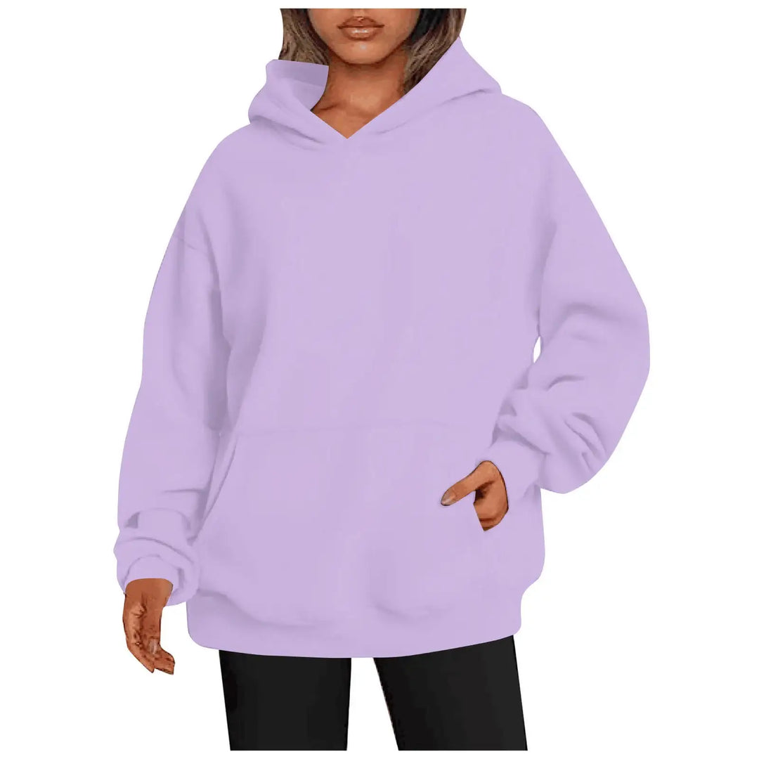 Damen Hoodie mit Taschen – Modisches Einfarbiges Oversize Sweatshirt mit Kapuze - Damenmode online kaufen | Isabell Boutique