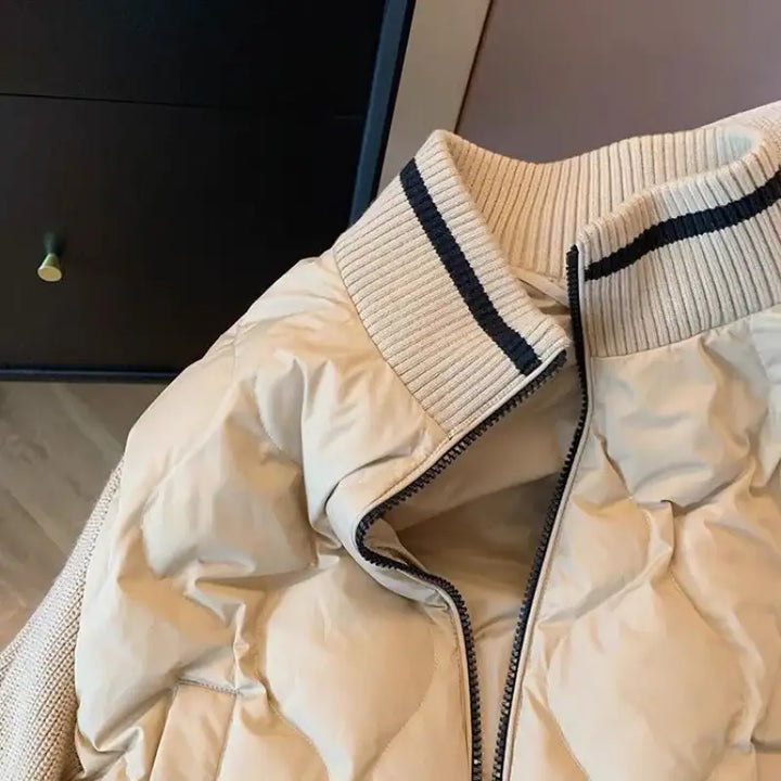 Neu retro-inspirierte, gestrickte Damen-Steppjacke im amerikanischen Stil - Damenmode online kaufen | Isabell Boutique