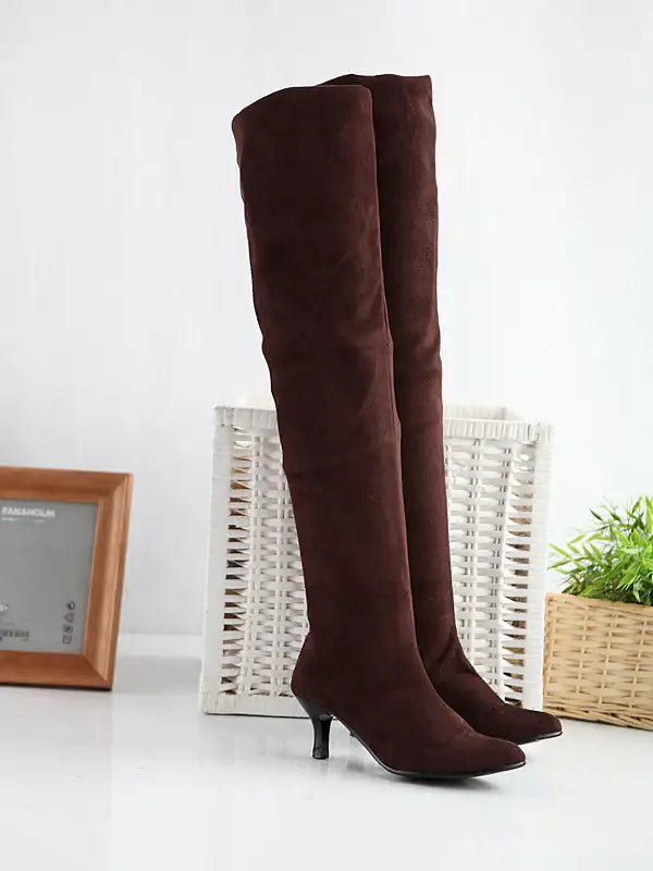 Damen Wildlederstiefel in Übergröße mit hohem Schaft - Damenmode online kaufen | Isabell Boutique